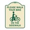 Signmission Pavement Stencil Please Walk Your Bike on Sidewalk Heavy-Gauge Alum Sign, 24" x 18", TG-1824-23338 A-DES-TG-1824-23338 - alternate 1